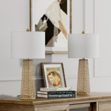 26.5'' Dimmable Traditional Rattan Table Lamp For Living Room/Bedroom
