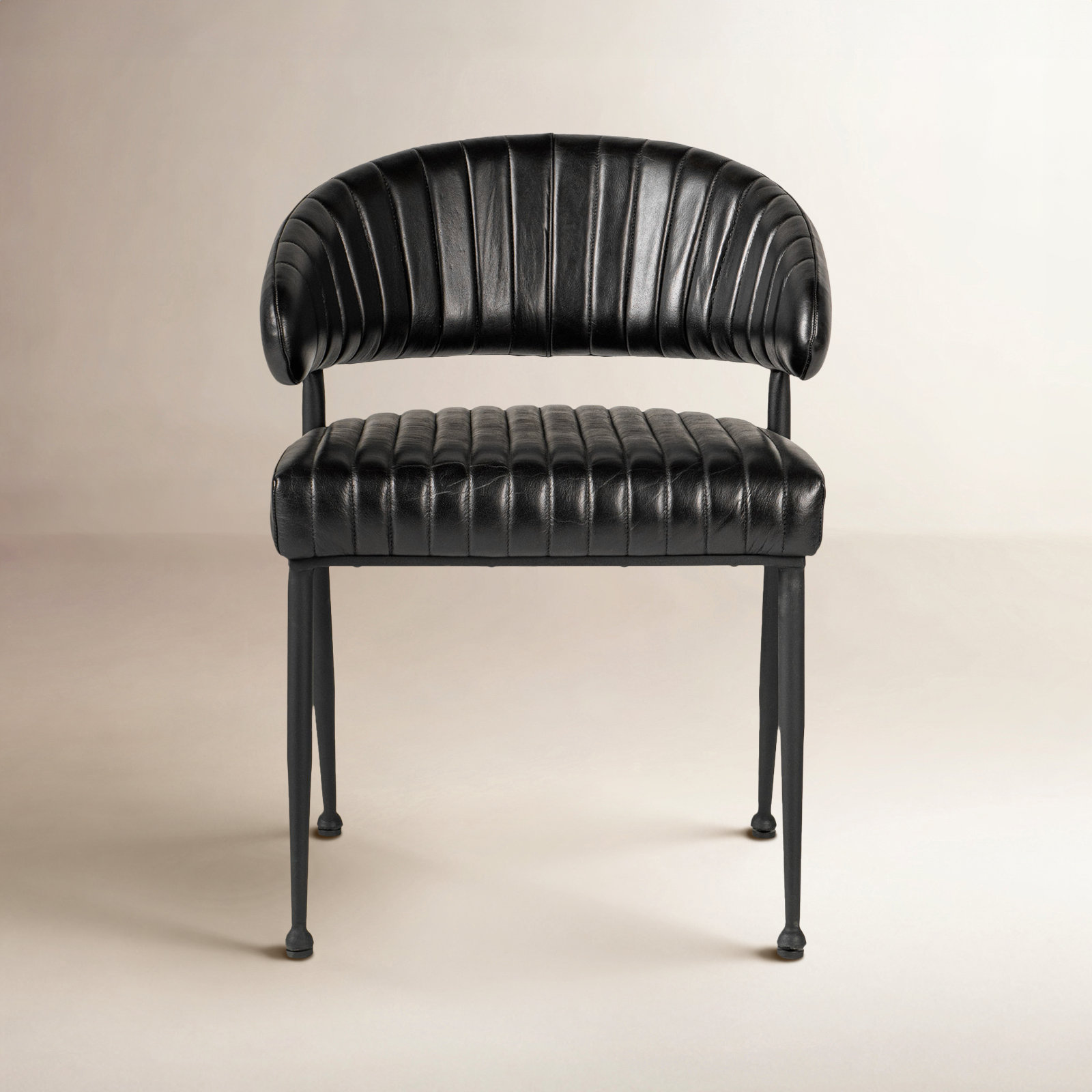 Romantas Leather Side Chair, Black