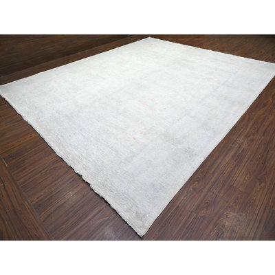 12'x14'3" Feather White Hand Knotted Peshawar Washed Out Oversized Rug F1C10DCE75034777AB2A51E82C7F7F45