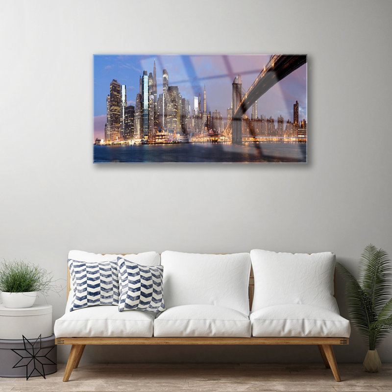City Bridge Houses - Unframed Photograph on Glass