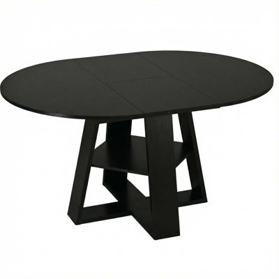 Space-Saving Extendable Dining Table with Built-In Storage Shelf