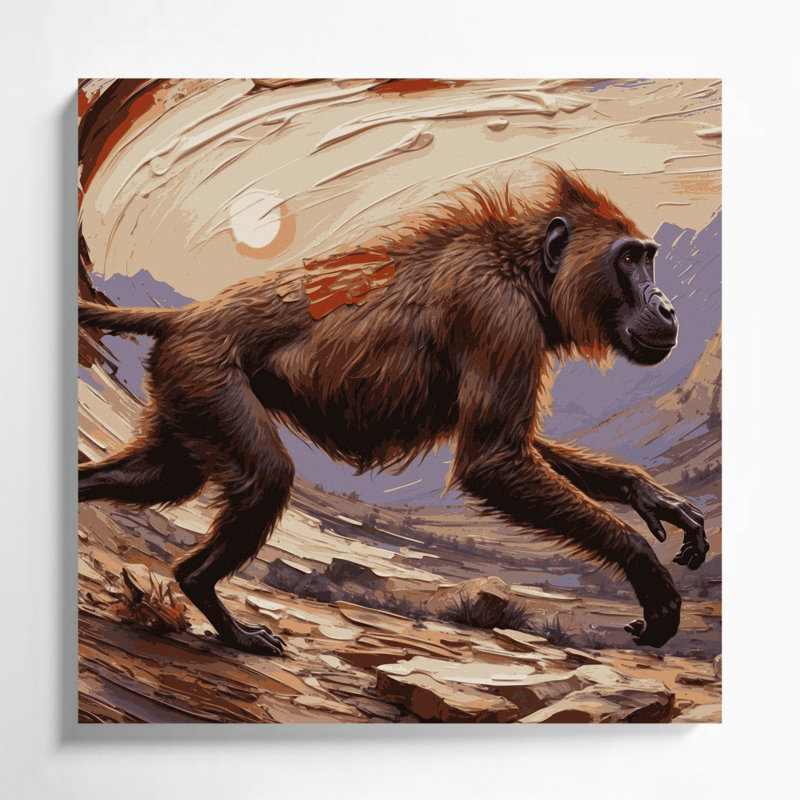 Faune gélifiée sur toile, art mural brun, H 16 po x l 16 po
