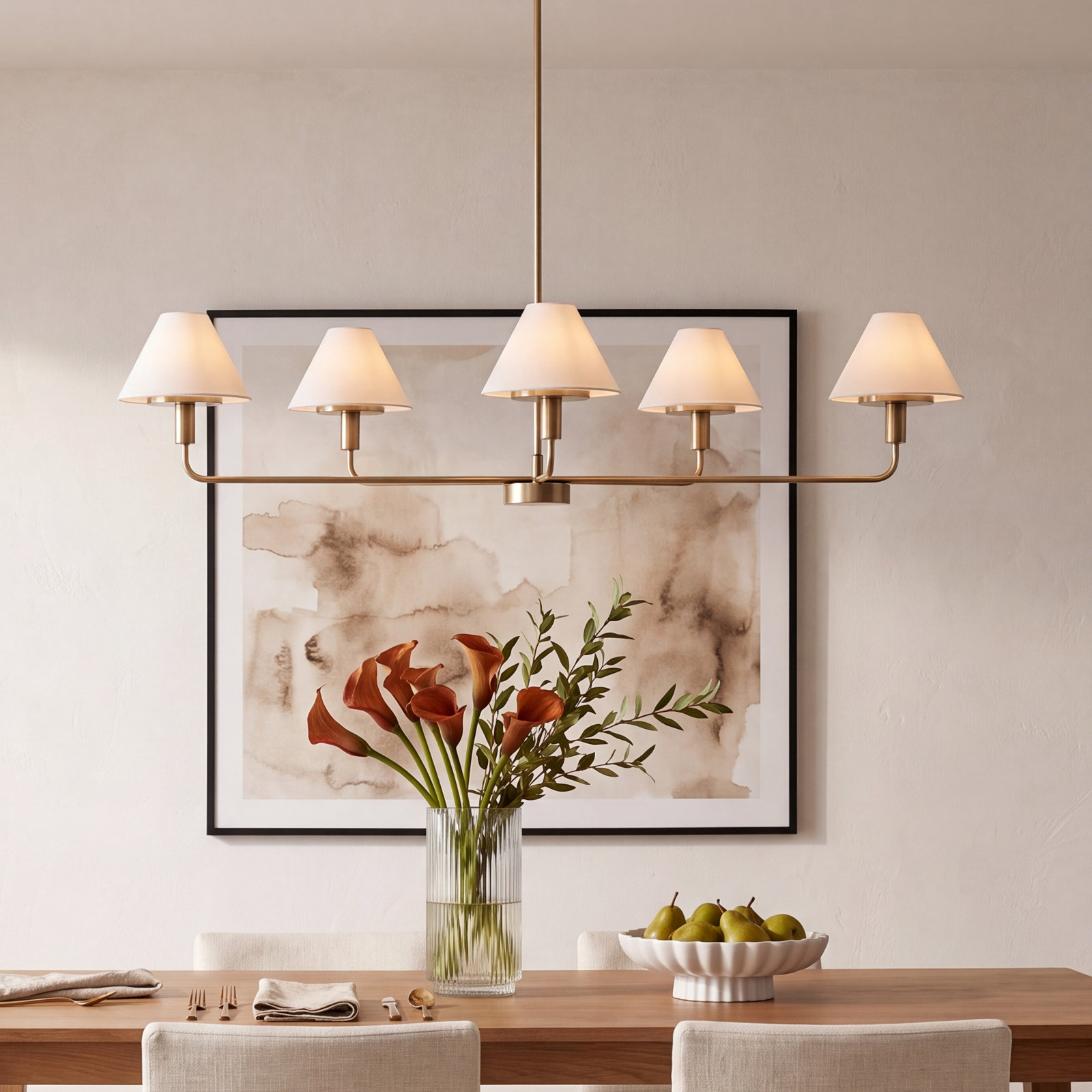 Kristin 5-Light Chandelier, Satin Brass