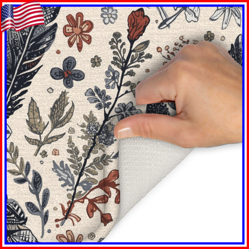 Tapis de bain Plumes et fleurs sauvages, 34in W x 21in L