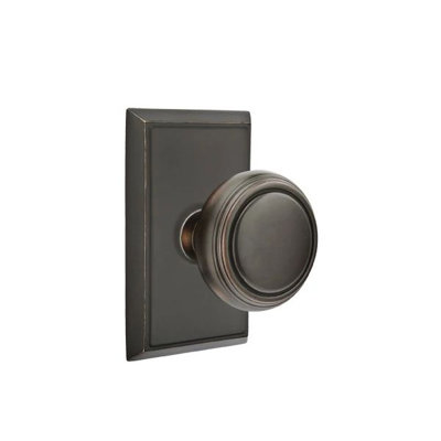 Ensemble de mortaise intérieure Emtek Passage avec rosette rectangulaire et bouton Norwich (droit)