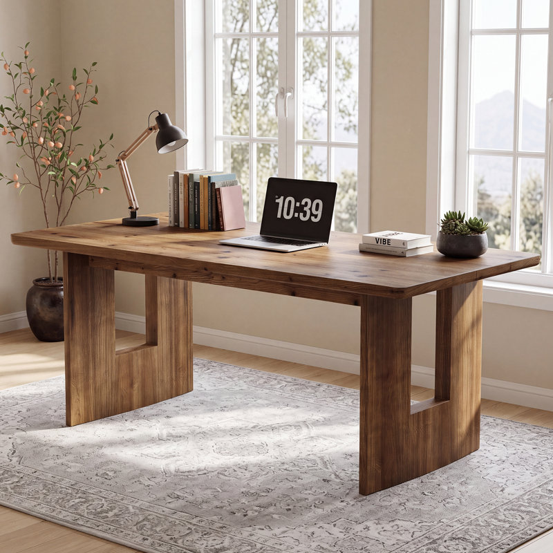 Bureau en bois massif, bureau d'ordinateur de direction 63 pouces
