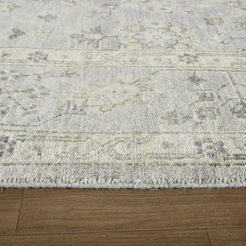 Hand-Knotted Blue Wool Fringed Area Rug, 14' x 10'