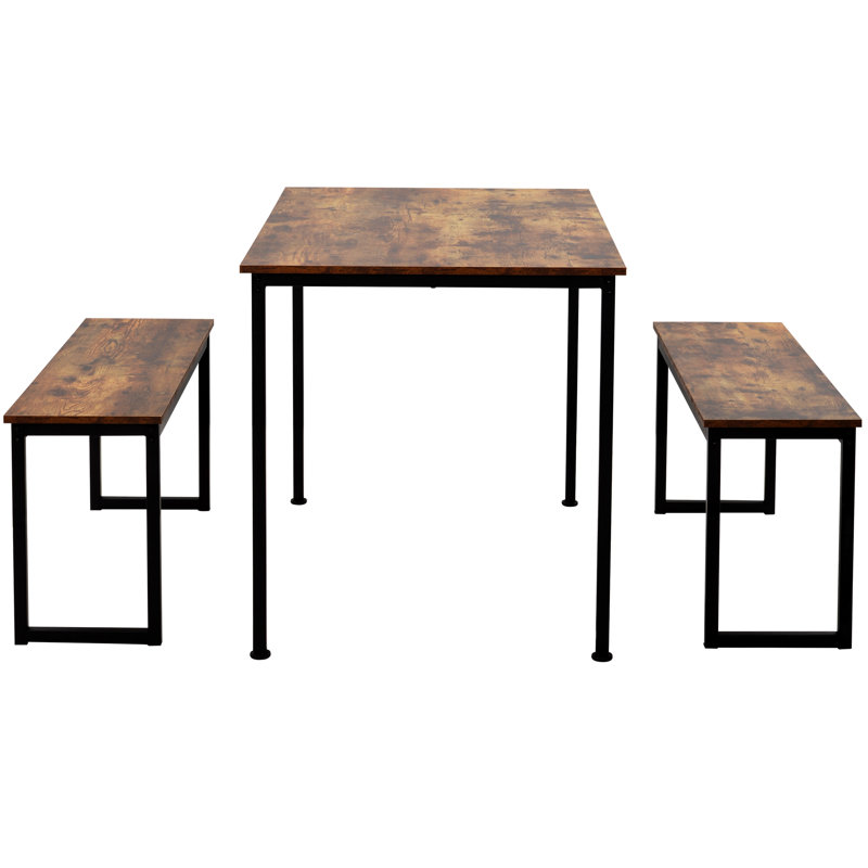 Belen 4 - Person Dining Set, Brown, Brown/Black, Black