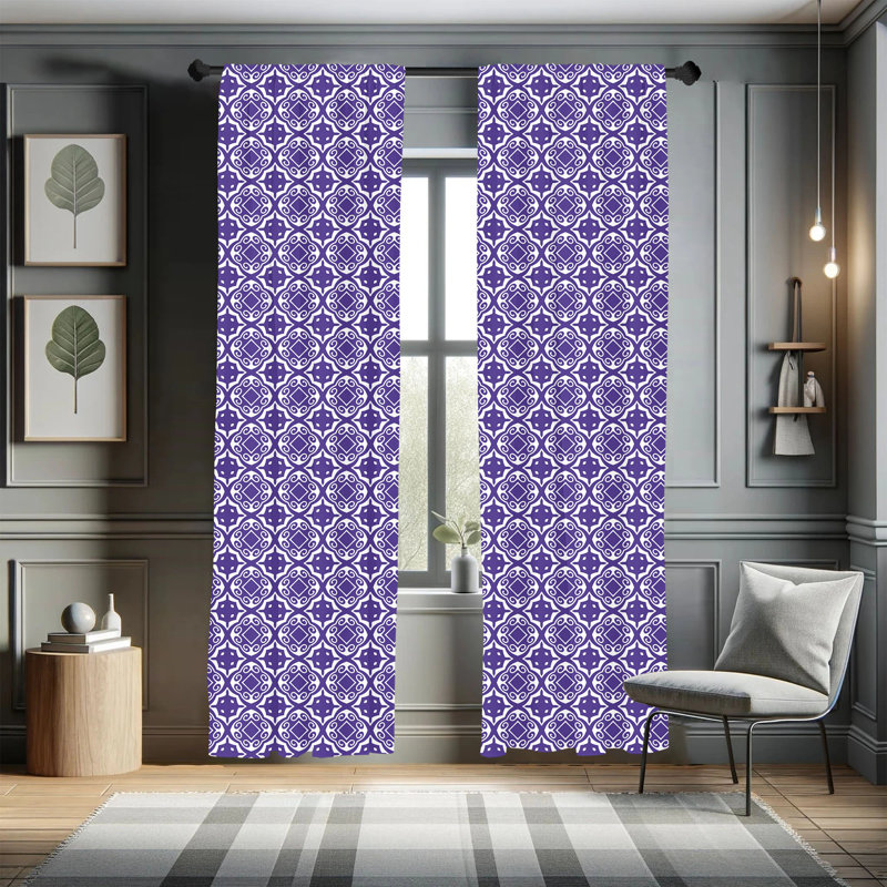 Geometric Semi-Sheer Rod Pocket Sliding Panel, 28" x 84"