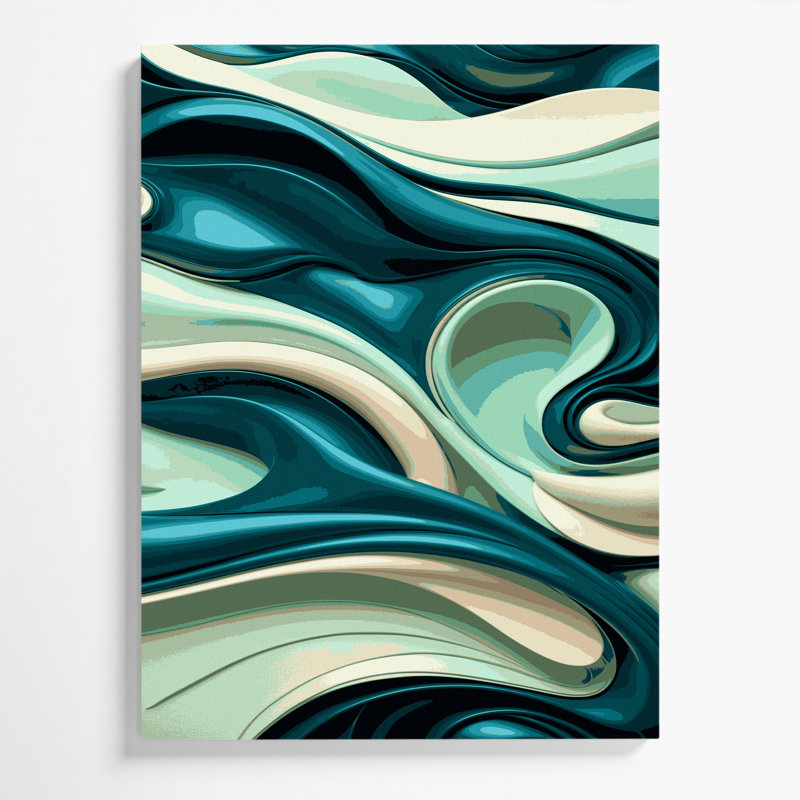 Abstrait paysage 34, art mural sur toile verte, H 14 po x l 11 po