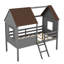 Lit mezzanine simple en bois avec deux fenêtres latérales - Améliore la tranquillité et la sécurité de la chambre (le gris rend les chambres plus amusantes