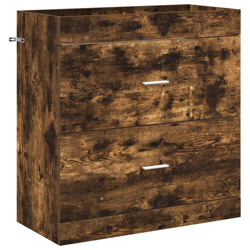 Vanity & Mirror Set, Smoked Oak