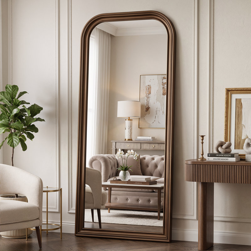 Miroir rétro sur toute la longueur, miroir de plancher surdimensionné, 71"×32", Bronze ancien
