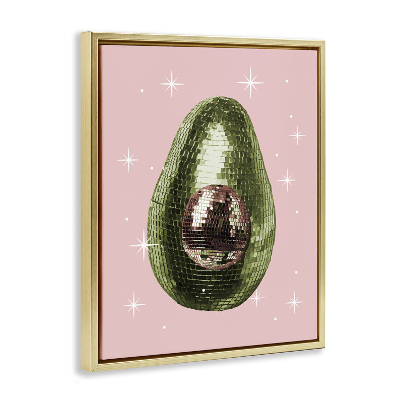 Cadre flottant Luminous Disco Avocado, design par Lil 'Rue, H 31 po x l 25 po, Cadre flottant métallique doré