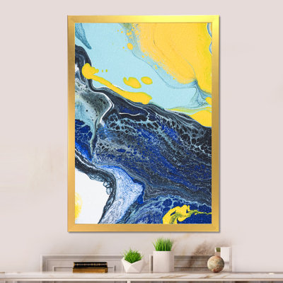 Art sur toile bleu foncé et jaune foncé - art mural moderne et contemporain sur toile