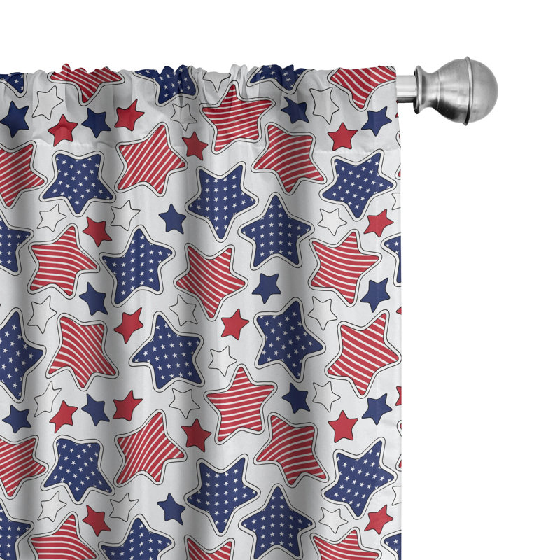 4Th of July Semi-Sheer Rod Pocket Curtain Panels, 28" x 84"