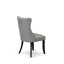 Ensemble de table de salle à manger 7 pièces composé d'une table ronde de 48 po avec piédestal et 6 chaises rembourrées en polyester gris clair, noir sablé-170194585