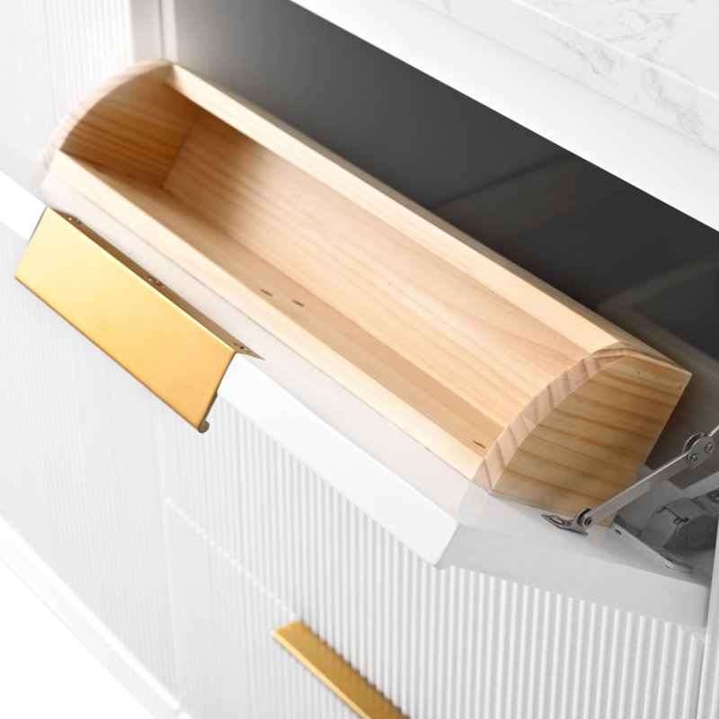 Emma 60" W Single Vanity, White/Brushed Bronze