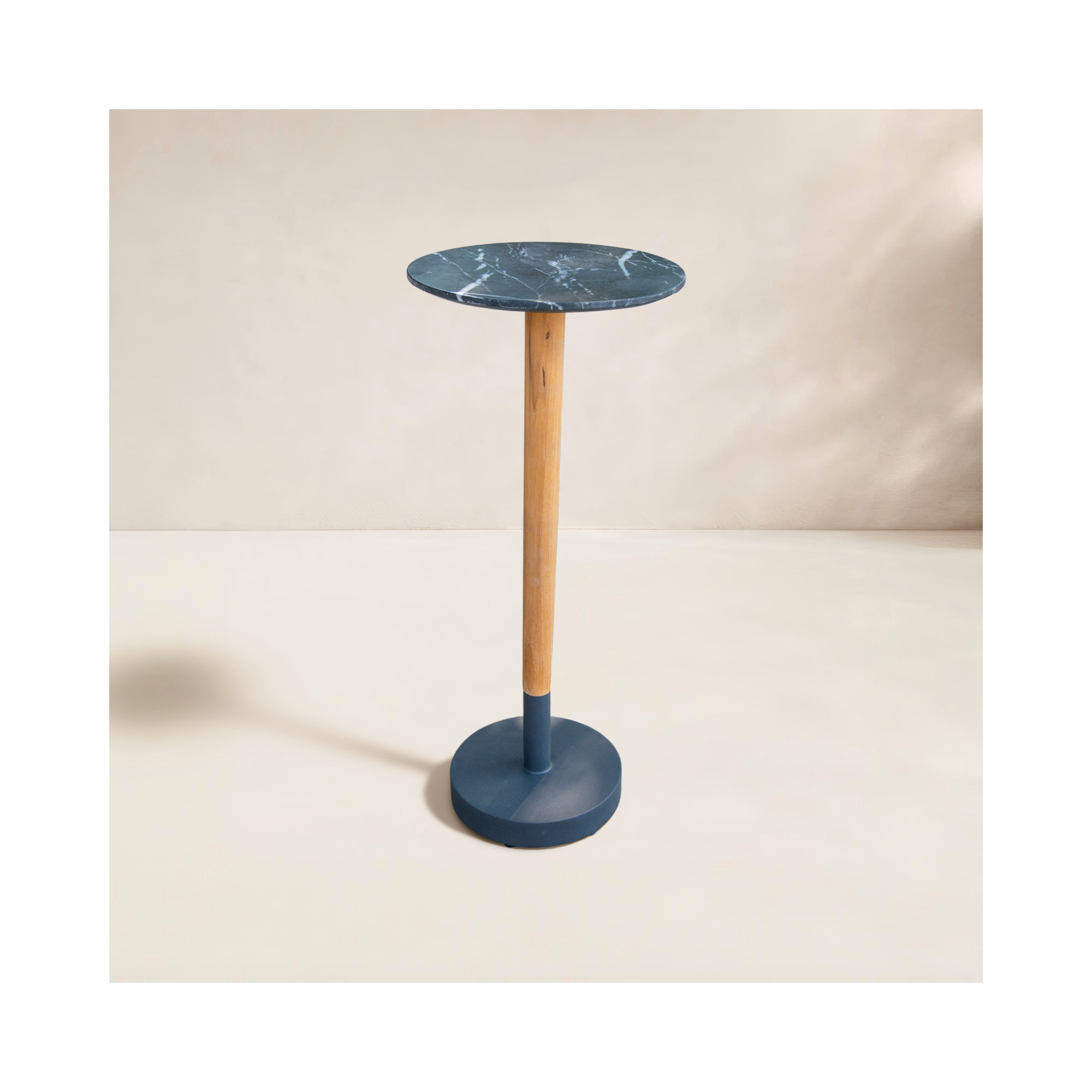 Teak & Marble Composite Cocktail Table, Black