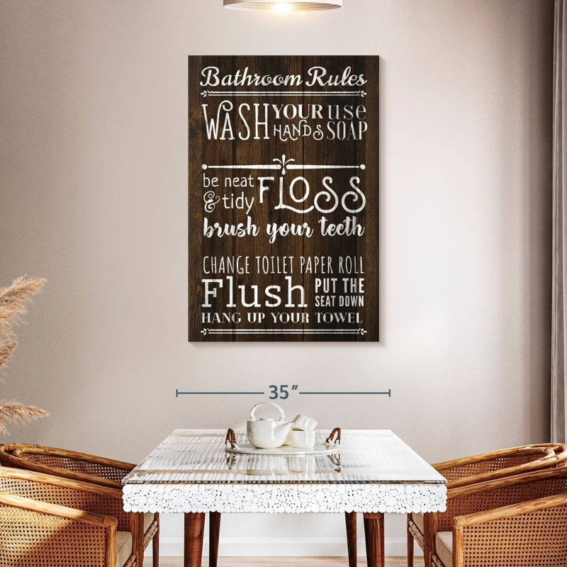«Bathroom Humor Quotes», impression sur toile, H 48 po x l 32 po x P 1,25 po