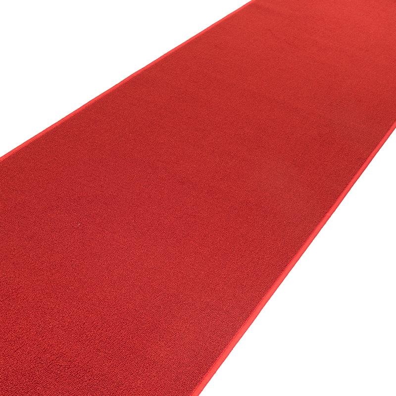 Washable Anti Slip Low Profile Solid Red Color Custom Size Runner Rug for Hallway Stairway Entryway Kitchen