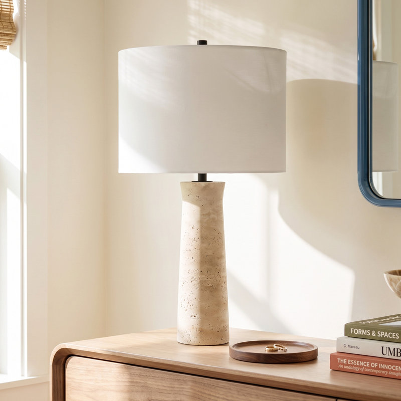 Murano Stone Table Lamp, Ivory