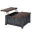 Table basse de style campagnard avec station de charge et ports USB, table centrale relevable avec grand espace caché-1182260107