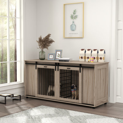 Meuble de rangement pour chien avec cloison amovible pour 2 petits chiens ou 1 grand chien Pawhut