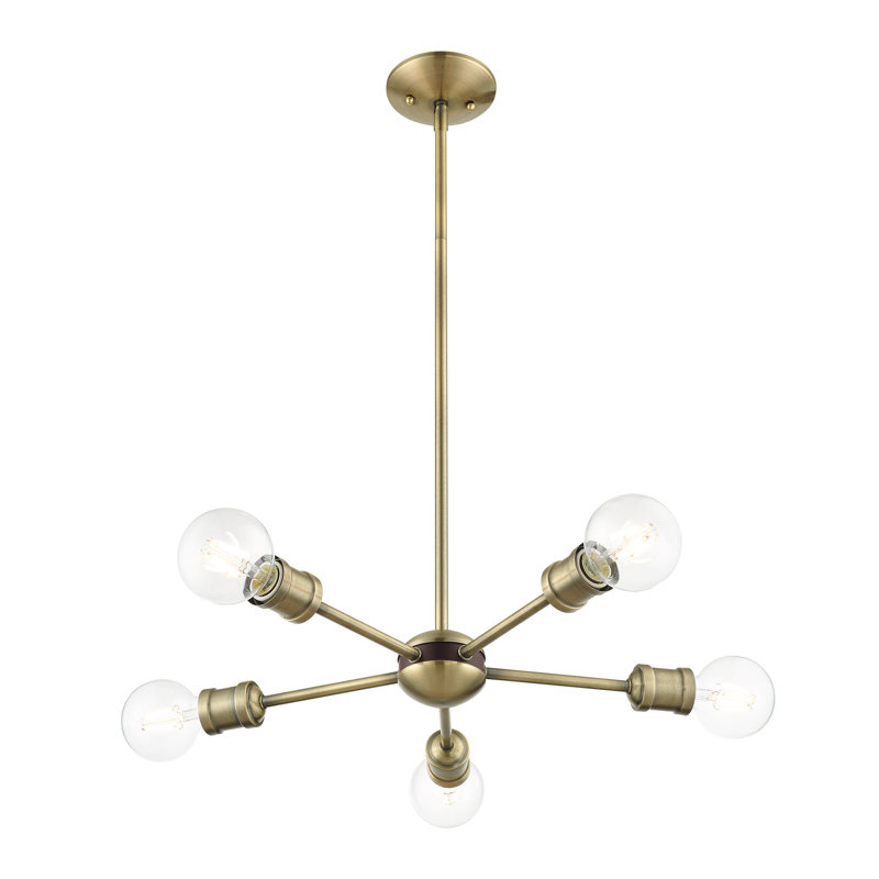Lustre sphérique Spoutnik à 5 lumières, Laiton antique