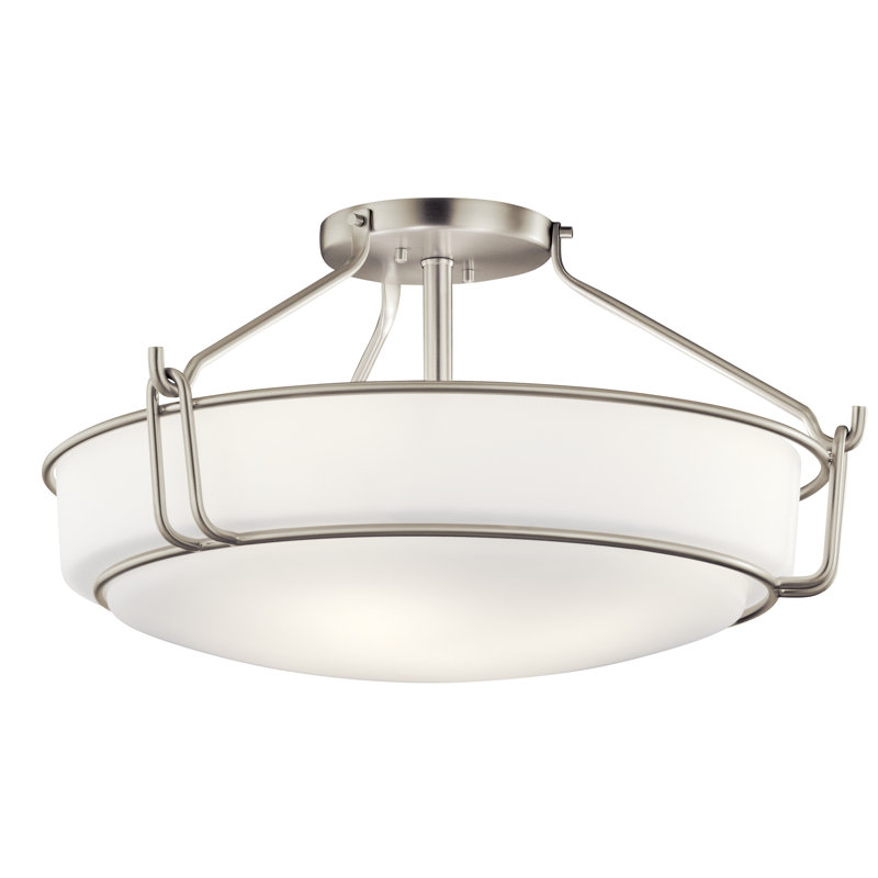Horan Glass Flush Mount, Brushed Nickel