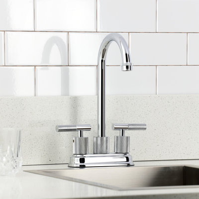 Kingston Brass Convergent Two-Handle 2-Hole Deck Mount Bar Faucet With Knurled Handle