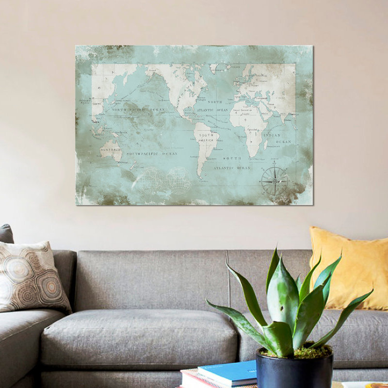 « ocean blue », impression sur toile, H 8 po x l 12 po x P 0,75 po, Pas de tapis, Toile tendue