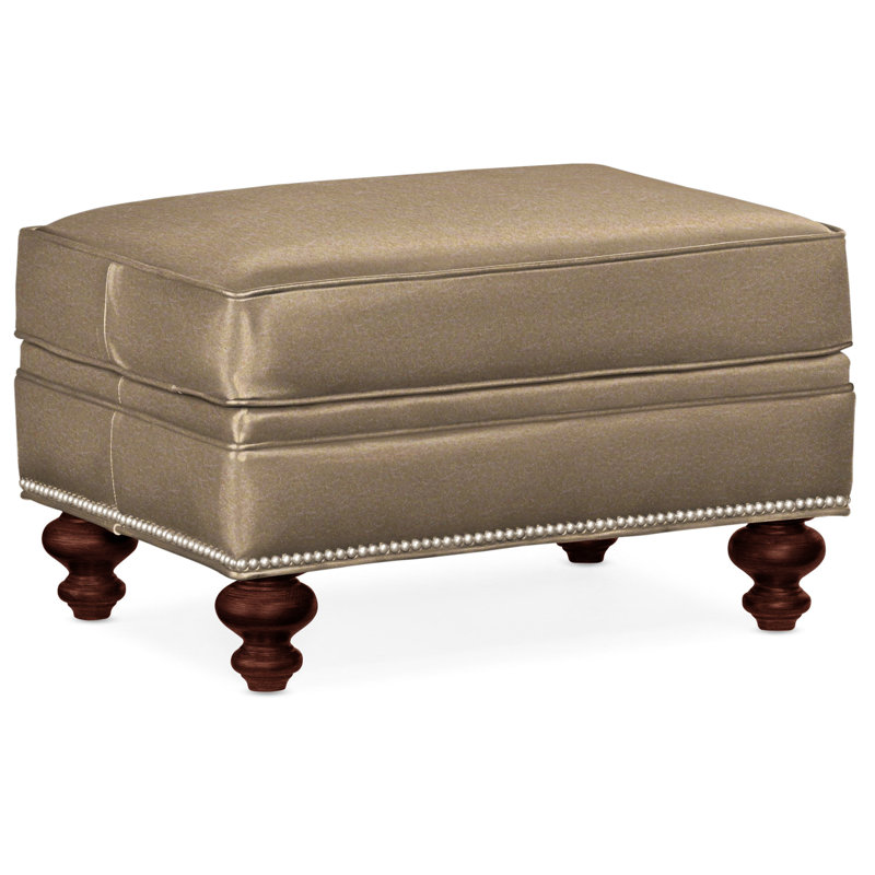 West Ottoman, Anilina Hunter Genuine Leather, Mahogany, Pewter