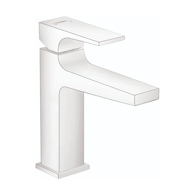 Robinet à un trou Hansgrohe Metropol 110 avec poignée levier et bonde, 1,2 gal / min, Blanc mat