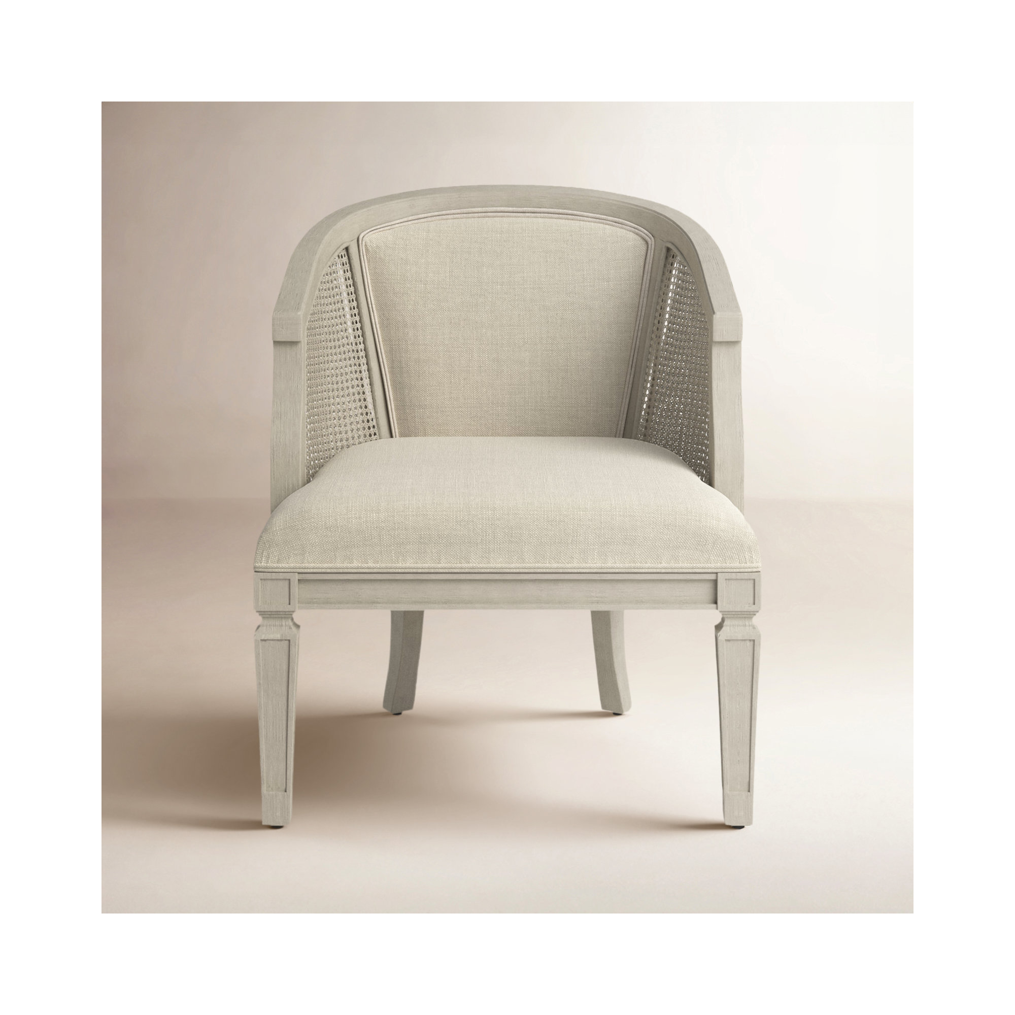 Alaraph Cane Barrel Accent Chair, Off White