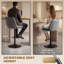 HOMCOM PU Leather Padded Bar Stools Set of 2 with Metal Base, Grey
