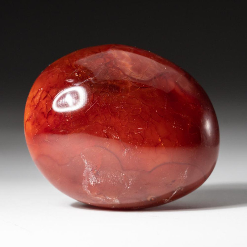 Polished Carnelian Palm Crystal from Brazil, Tan, 2" H x 1.5" W x 2.5" D