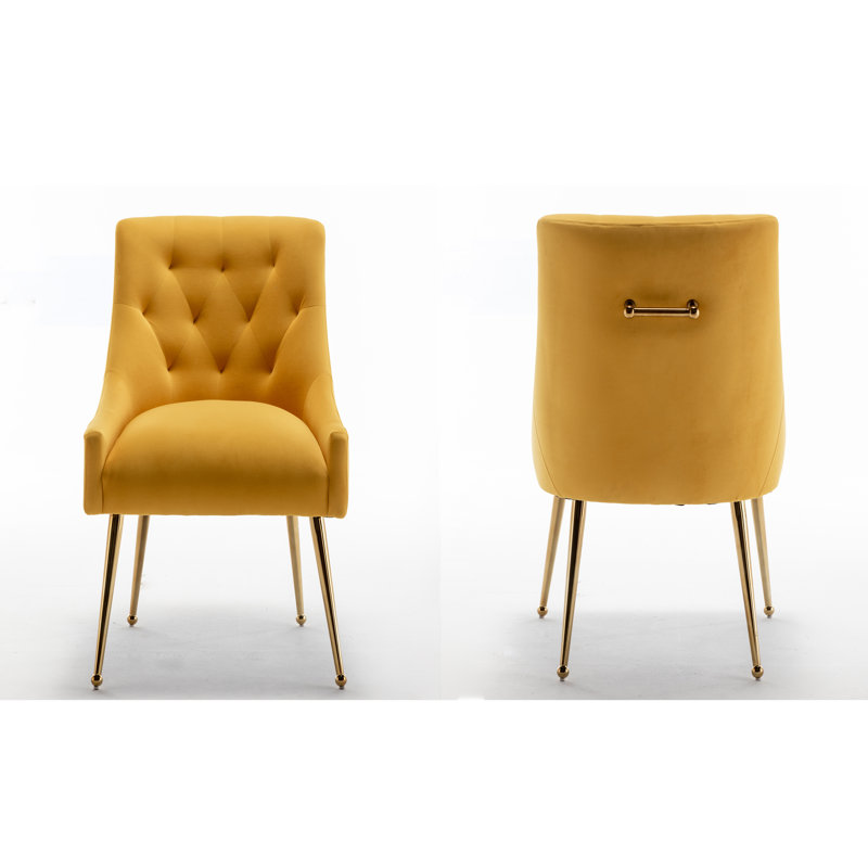 Chaise d'appoint en velours beige Baudel, Jaune