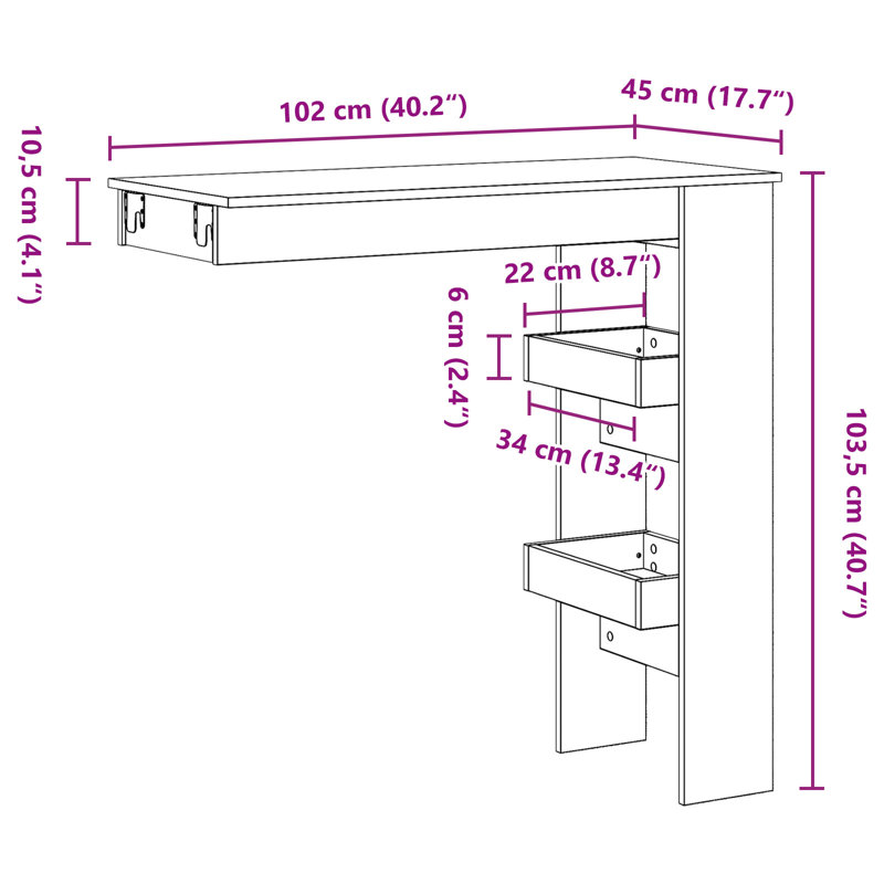 Rectangular 102Cm L Outdoor Standing Height Table
