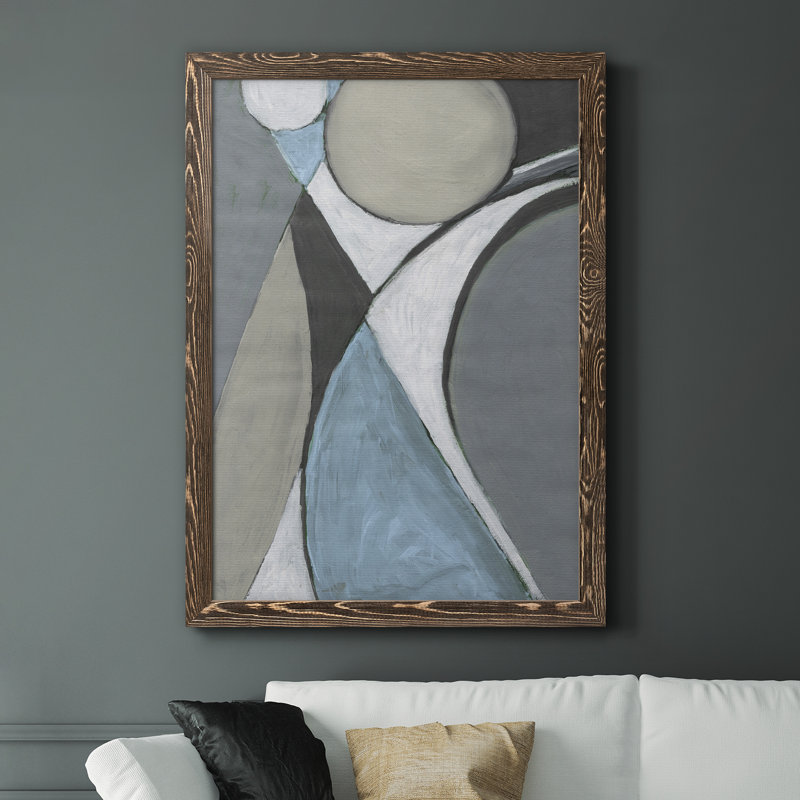 A Soft Jewelli Geometric II - peinture sur toile encadrée, H 31,5 po x l 23,5 po x P 1,5 po, Toile avec cadre en noyer