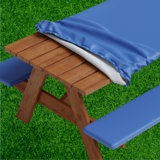 Roudebush Picnic Table And Bench Fitted Tablecloth Cover, Solid Design, Flannel Backed Lining, 30 Inch, 3-Piece Set