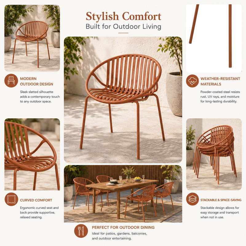 Chaises de salle à manger de patio, Orange