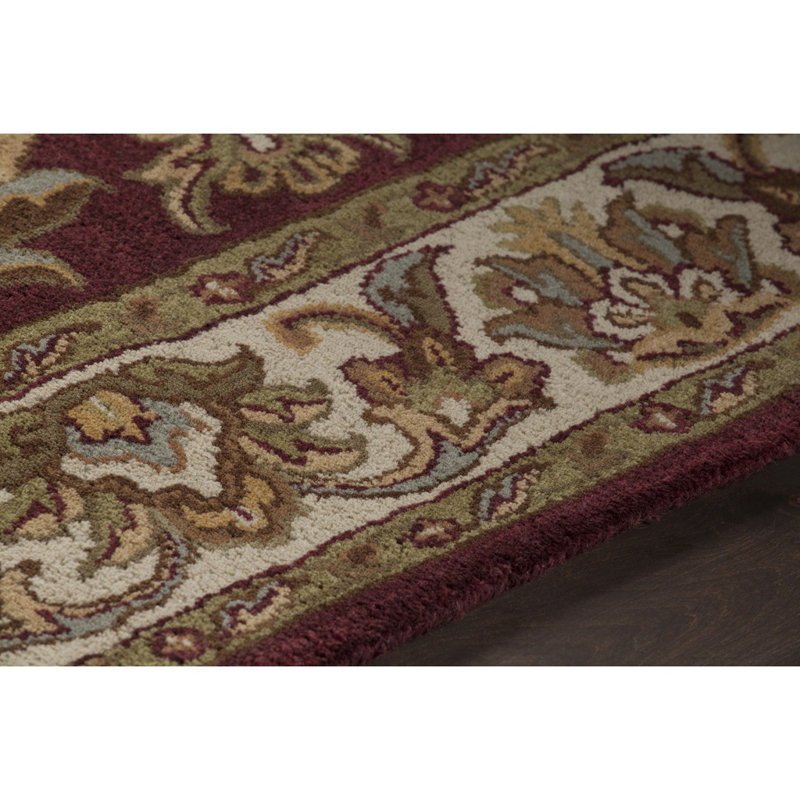 Tapis oriental en laine Sarouk traditionnel rouge foncé, doré, vert et bleu pâle Bartz Authentic, Rectangulaire 9 pi x 13 pi