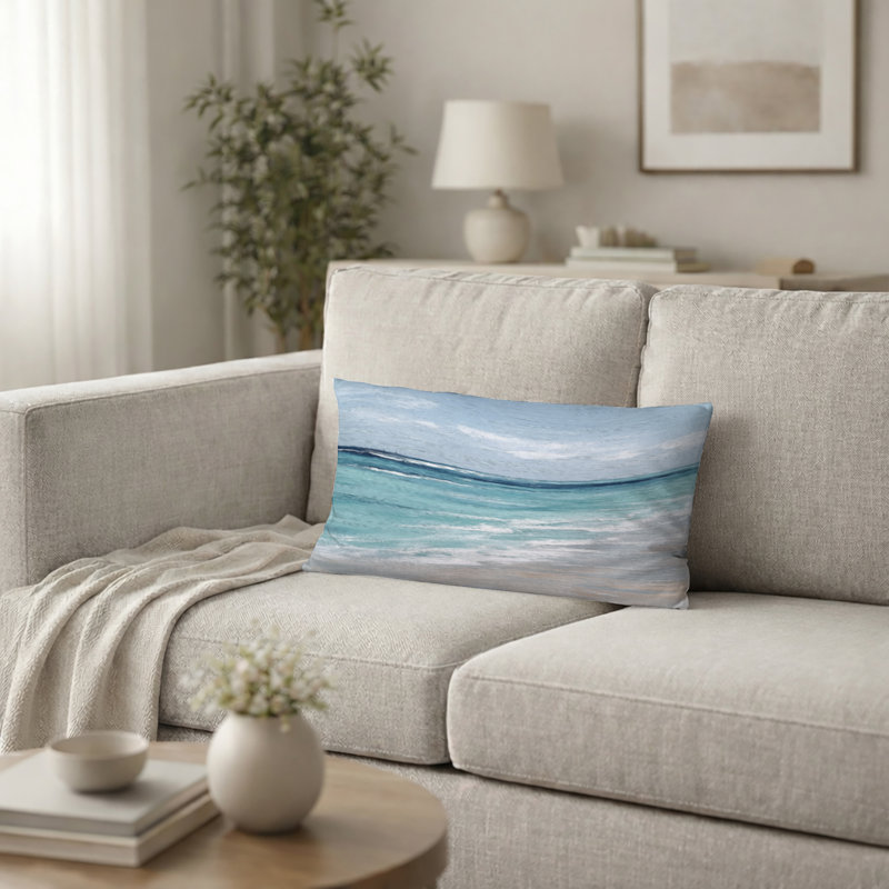Coussin décoratif bleu et côtier Beach Wonder, H 12 po x l 20 po