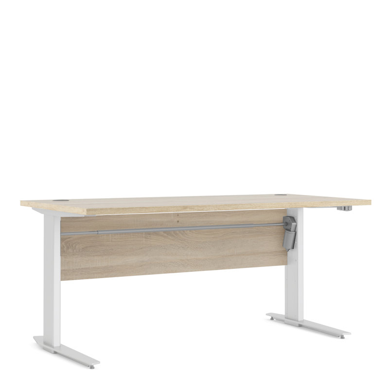 Prima Adjustable Standing Desk, Oak, White