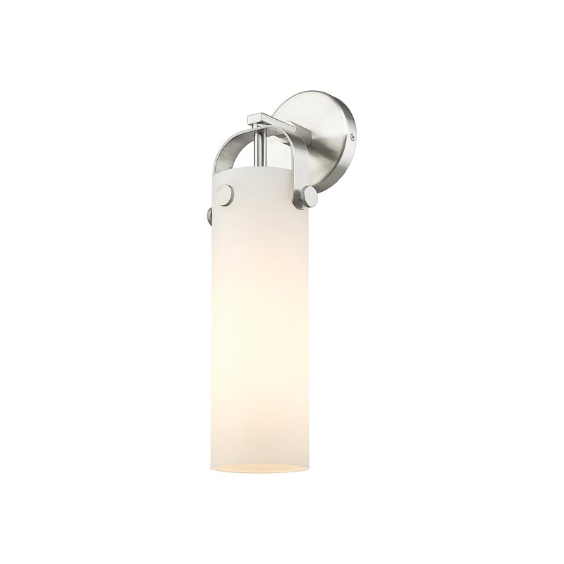Erie Armed Sconce, Matte White, Satin Nickel