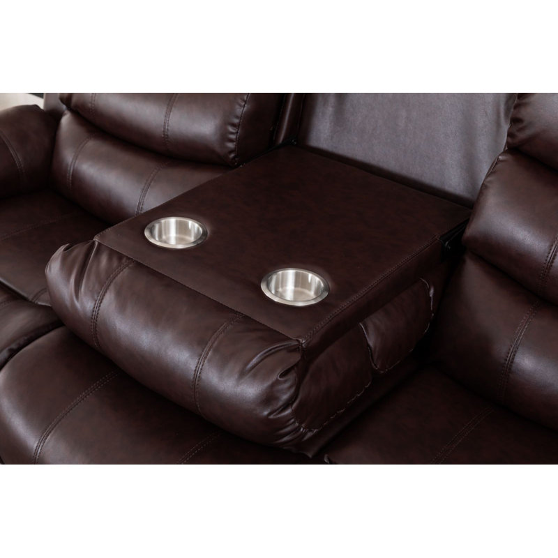 Adele 77.2'' Faux Leather Reclining Sofa, Brown