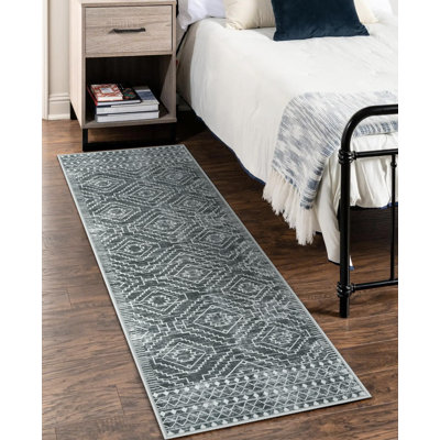 Tribal Geometric Washable Area Rug for Living Room & Bedroom, Non-Slip Moroccan Rug