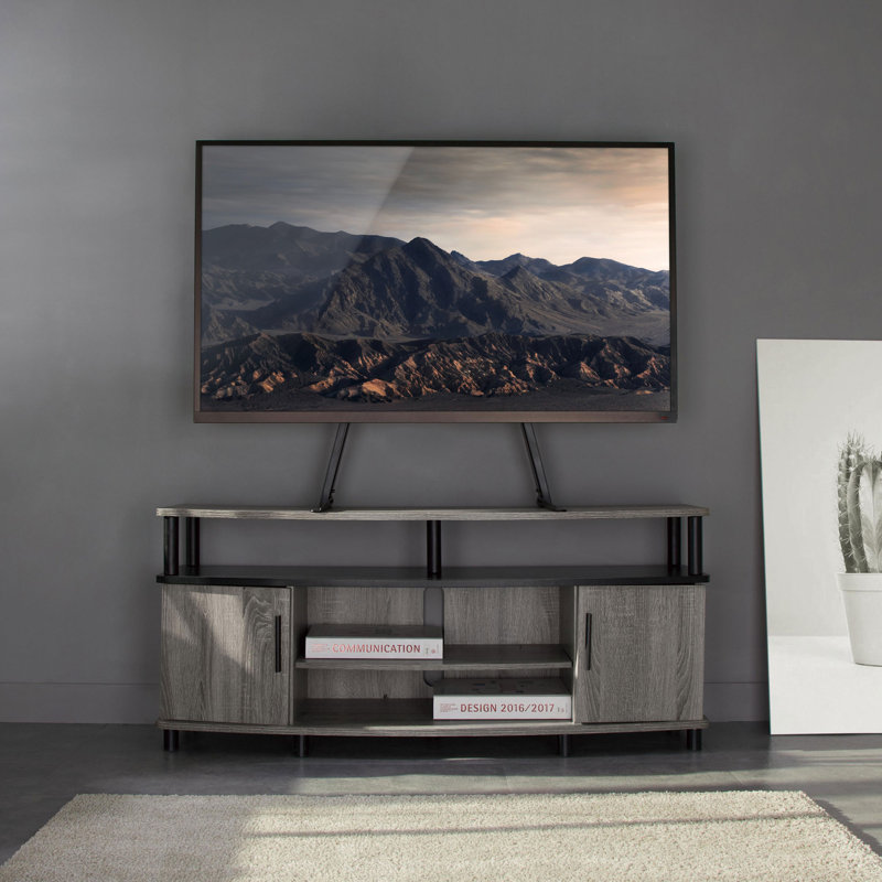 Black Heavy Duty Steel Tilting Tabletop TV Stand with Riser