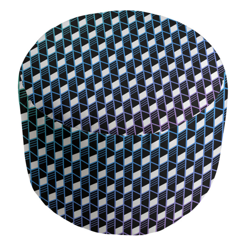 Avicia Upholstered Pouf, Purple/Black